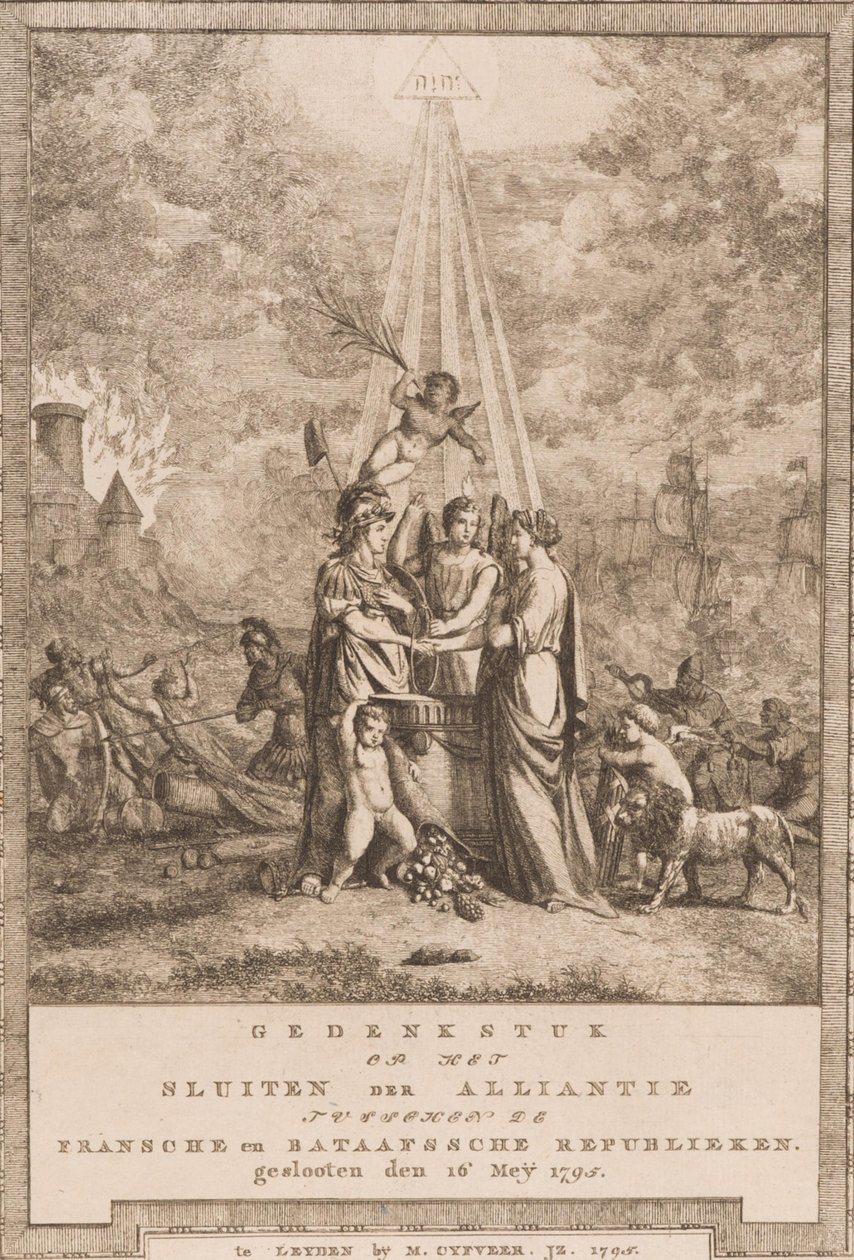 Dzieło upamiętniające zawarcie sojuszu między Republiką Francuską a Republiką Batawską (16 maja 1795) autorstwa Johannes Huibert Prins