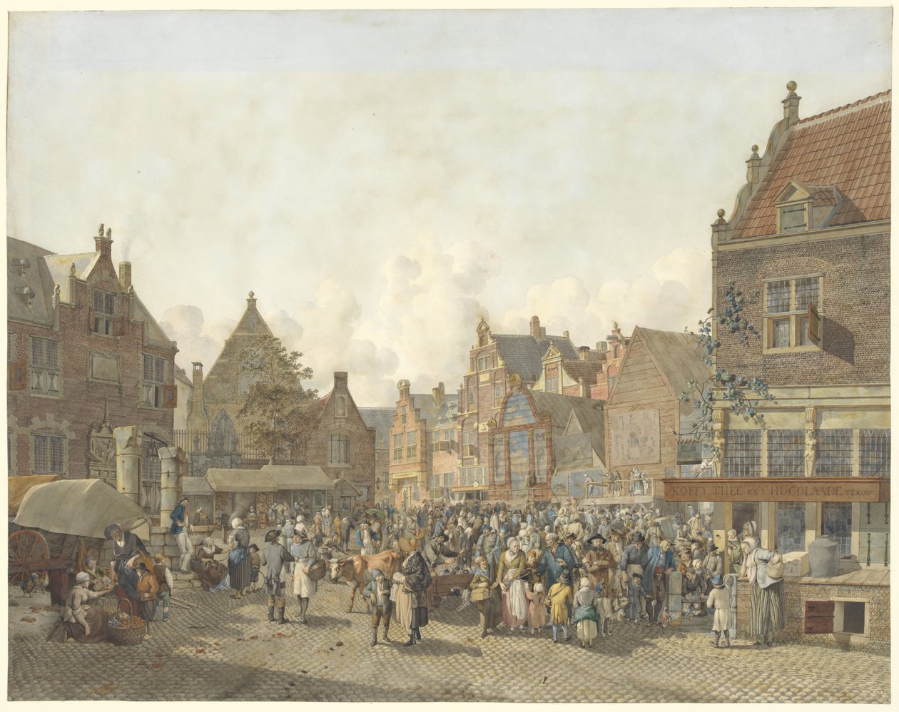 Rynek z jarmarkiem Rynek z wesołym miasteczkiem autorstwa Johannes Huibert Prins