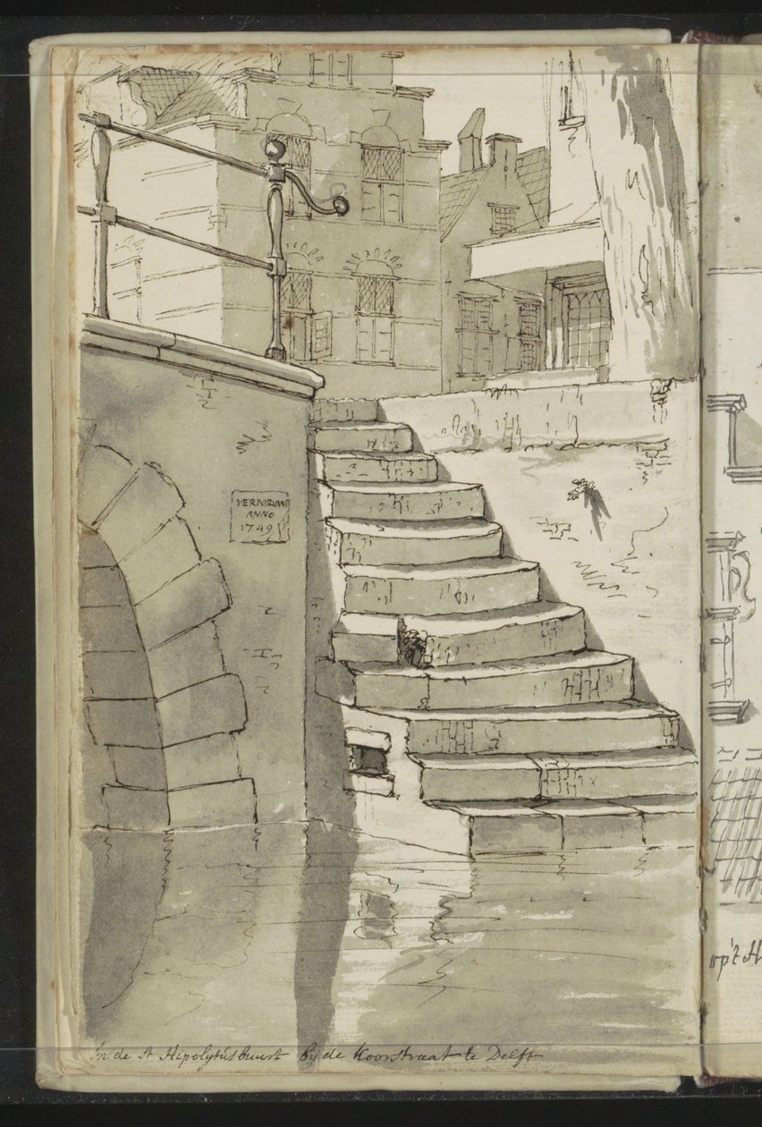 Schody do kanału przy Koorstraat w Delft autorstwa Johannes Huibert Prins