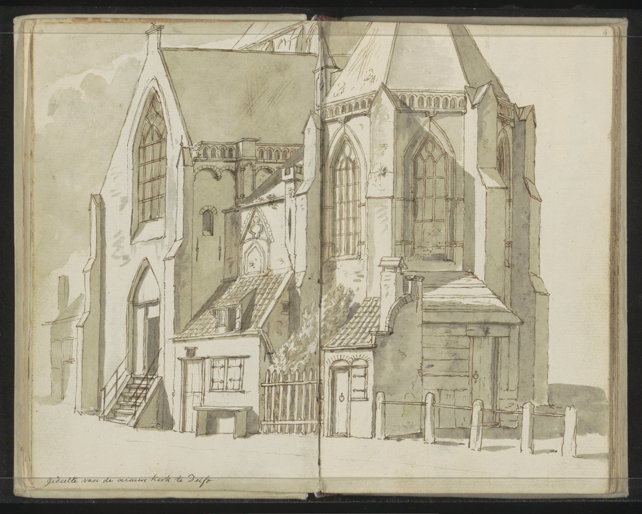 Widok z boku na Nieuwe Kerk w Delft autorstwa Johannes Huibert Prins