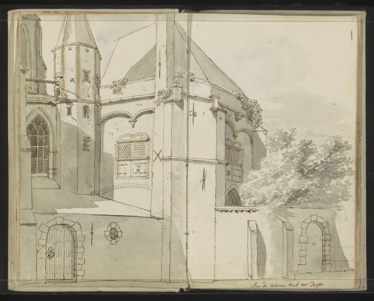 Widok z boku na Nieuwe Kerk w Delft autorstwa Johannes Huibert Prins