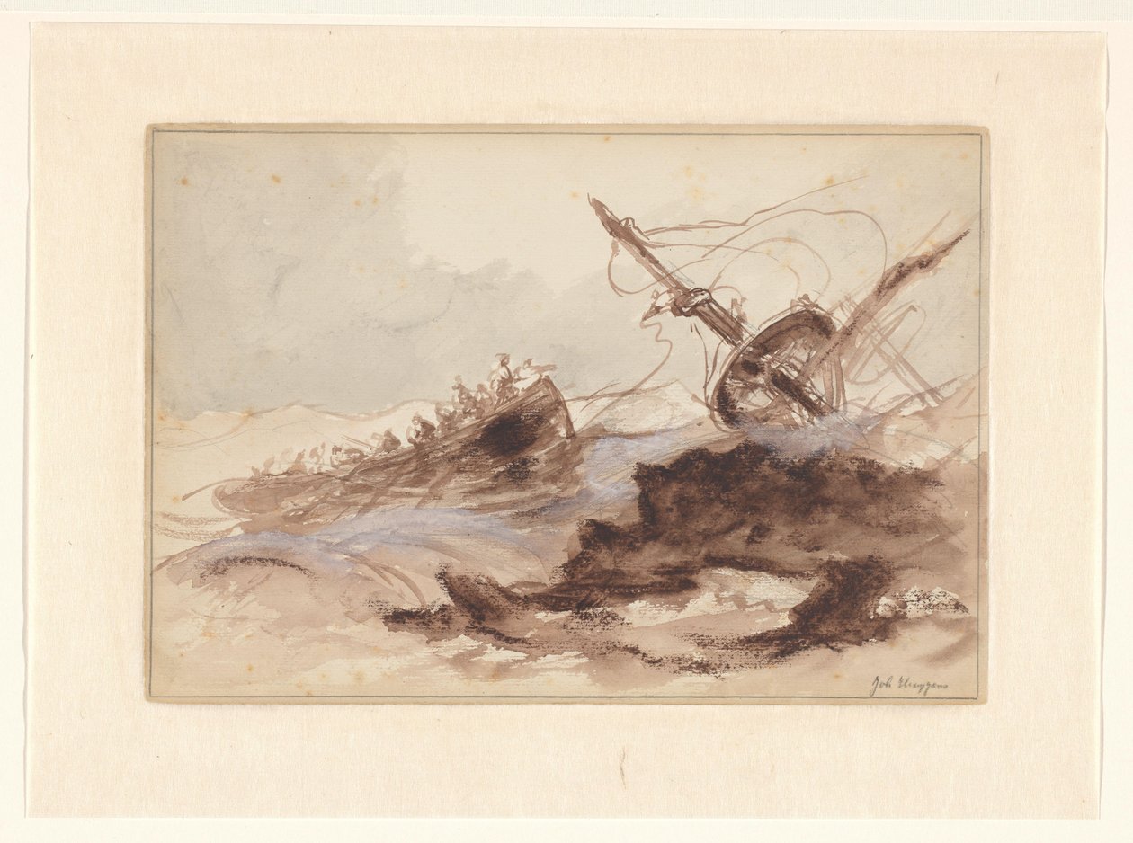 Wrak statku autorstwa Johannes Huygens (signed by artist)