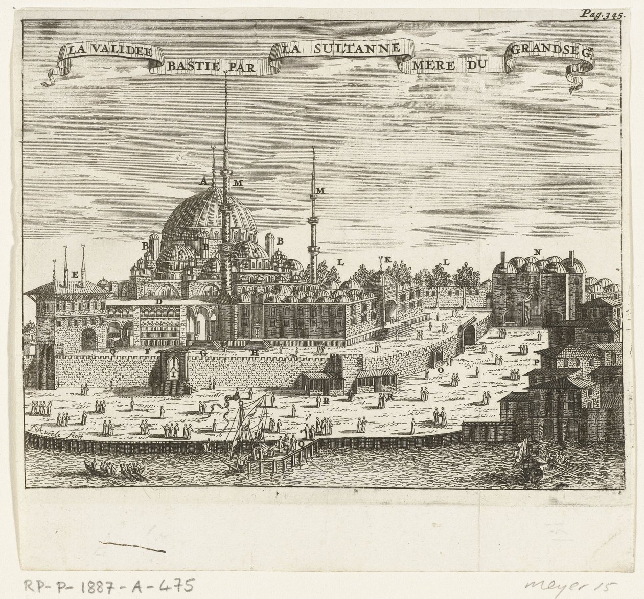 Widok Yeni Cami La validee bastie par la sultanne mere du grandseg. (tytuł na obiekcie) autorstwa Johannes Jacobsz van den Aveele