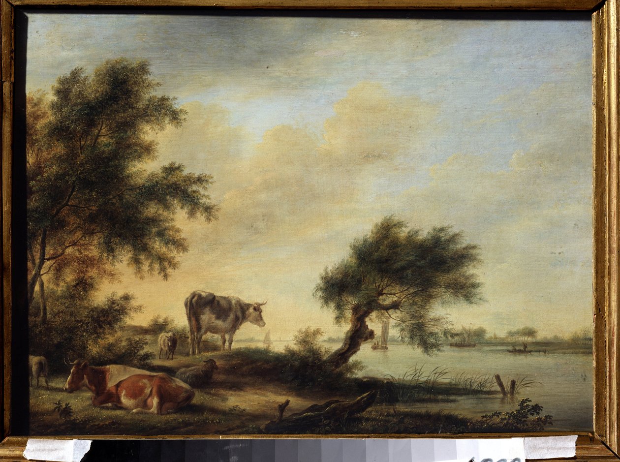""Pejzaż ze stadem"" (Pejzaż ze stadem) Obraz Jana Janssona (1729-1784) Państwowe Muzeum Sztuki XVIII w., Tuła, Rosja autorstwa Johannes Janson