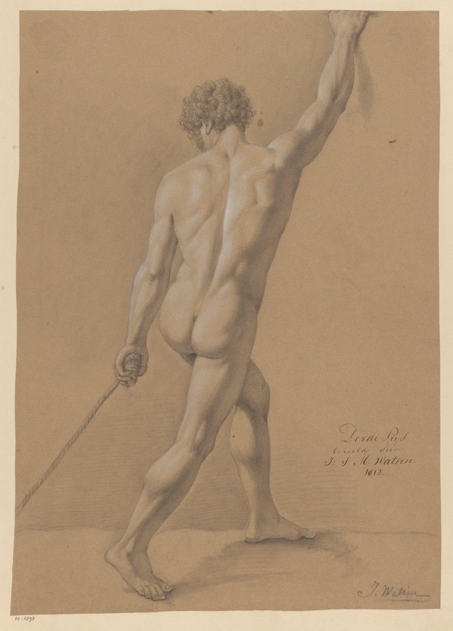 Stojący akt męski, widok z tyłu (III nagroda 1812) autorstwa Johannes Joseph Maria Watrin