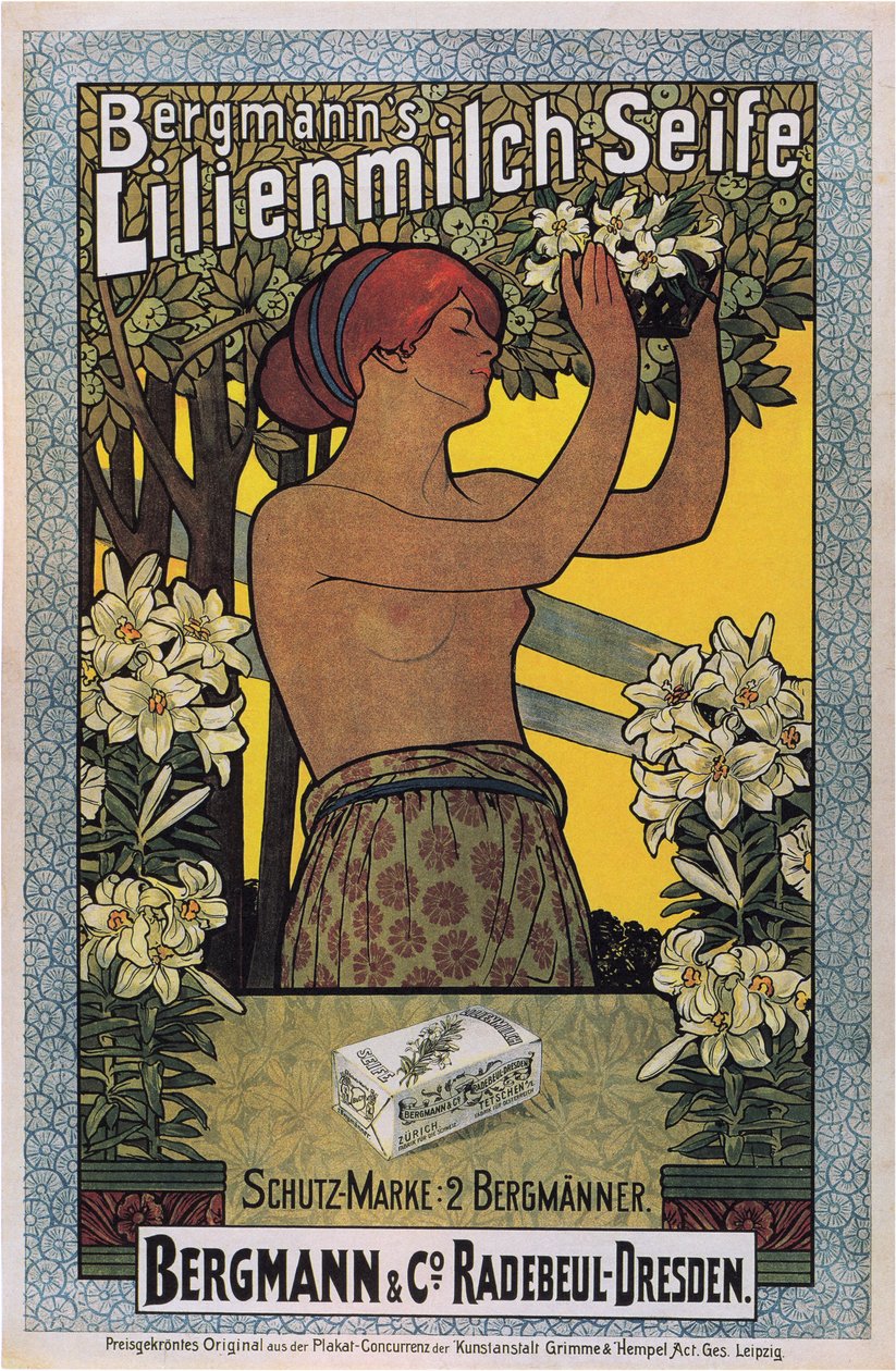 Mydło Lilienmilch Bergmanna, 1896 autorstwa Johannes Joseph Vincenz Cissarz