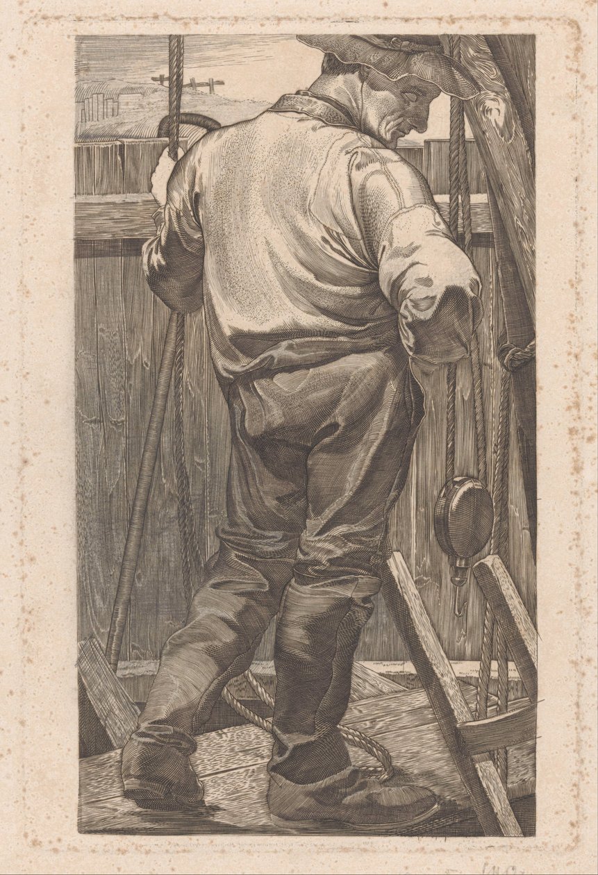 Pracownik przy drewnianym płocie autorstwa Johannes Josephus Aarts (signed by artist)