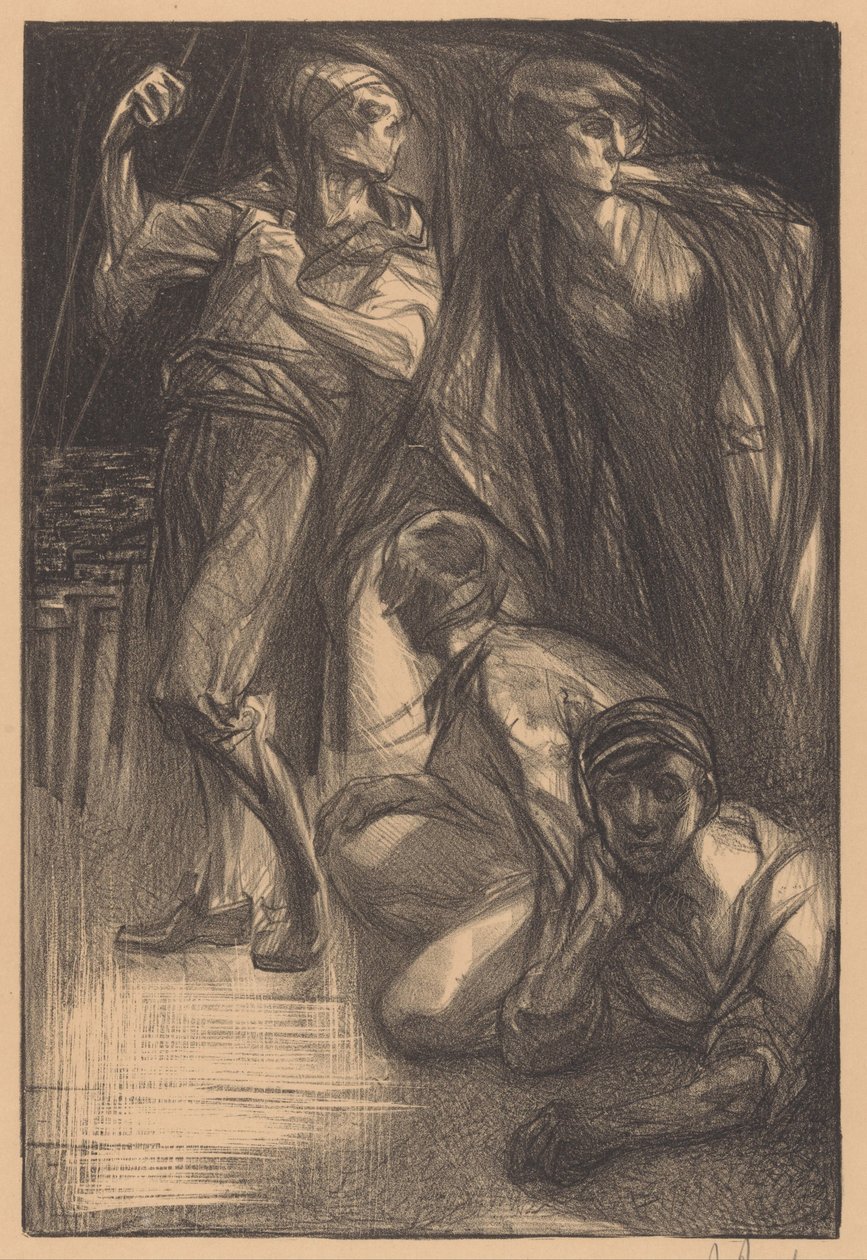 Śmierć z dwoma mężczyznami i kobietą autorstwa Johannes Josephus Aarts (signed by artist)