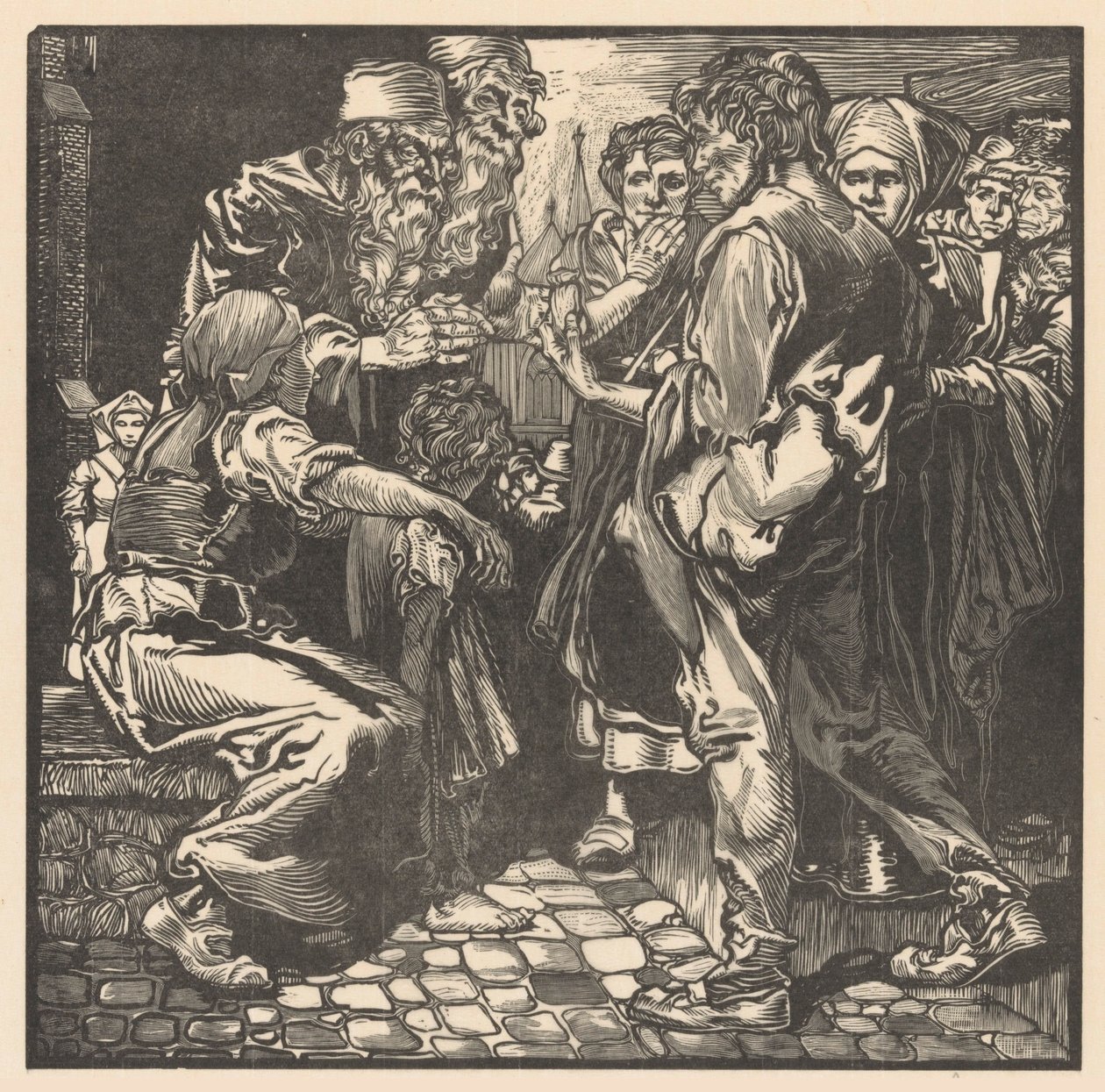 Mężczyzna spotkał torbę pieniędzy autorstwa Johannes Josephus Aarts (signed by artist)