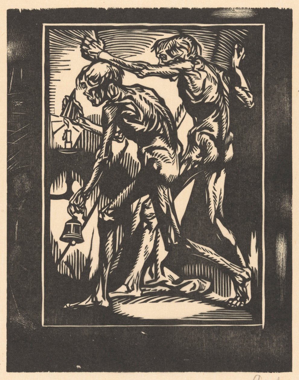 Dwie nagie postacie męskie z dzwonkiem i gaśnicą do świec autorstwa Johannes Josephus Aarts (signed by artist)