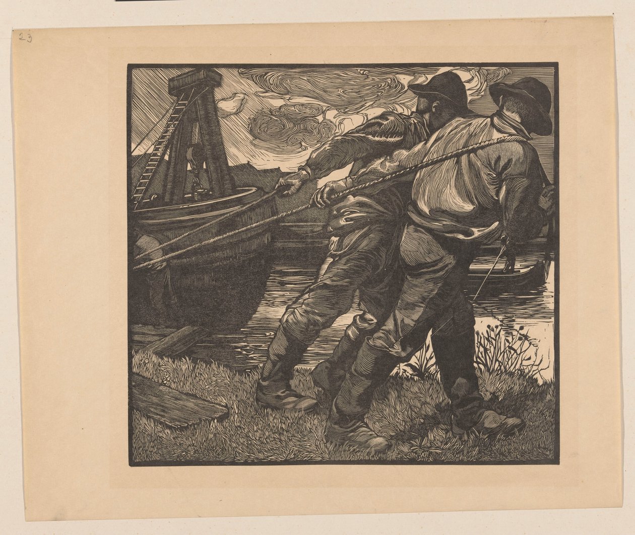 Pracownicy z linami na brzegu autorstwa Johannes Josephus Aarts