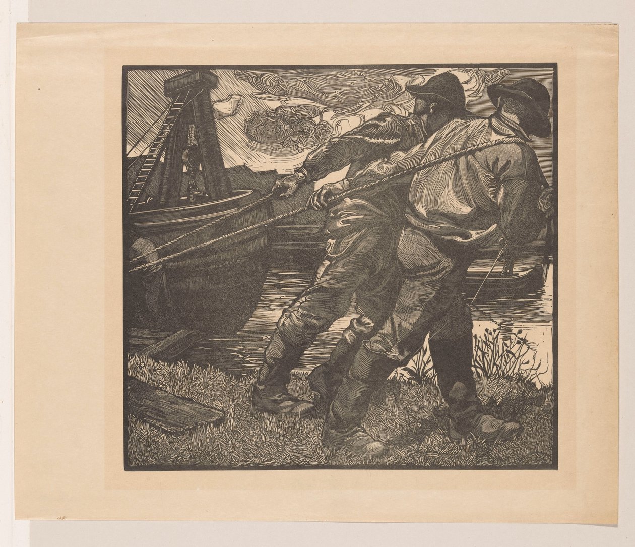 Pracownicy z linami na brzegu autorstwa Johannes Josephus Aarts
