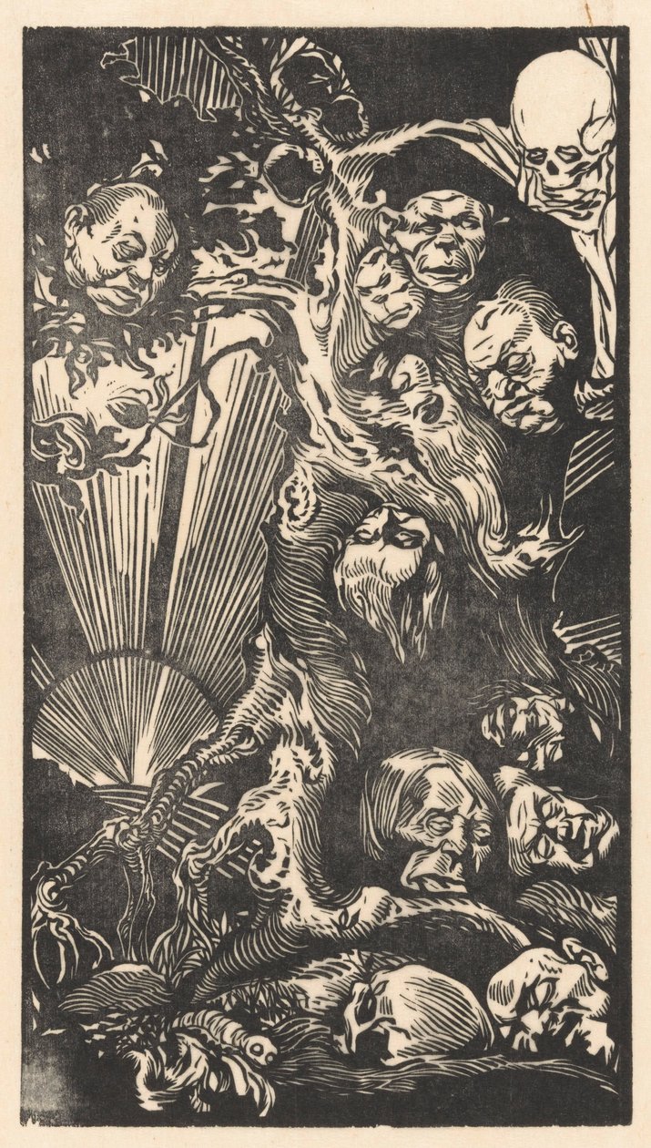 Drzewo z fantastycznymi głowami autorstwa Johannes Josephus Aarts