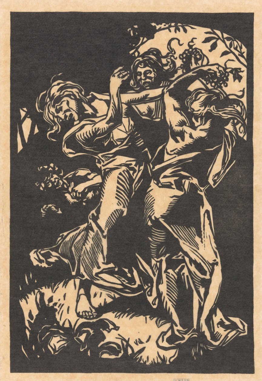 Tańczące kobiety z kiściami winogron i satyr autorstwa Johannes Josephus Aarts