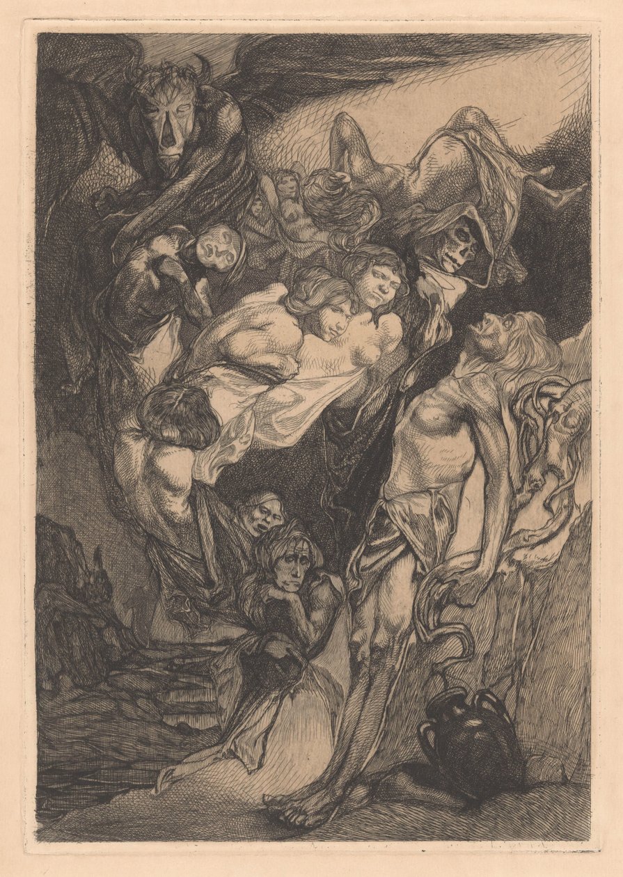 Półnagi mężczyzna z potworami i fantastycznymi stworzeniami autorstwa Johannes Josephus Aarts