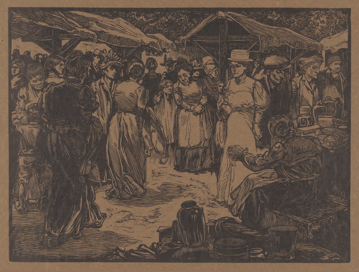 Scena targowa z mężczyznami i kobietami autorstwa Johannes Josephus Aarts