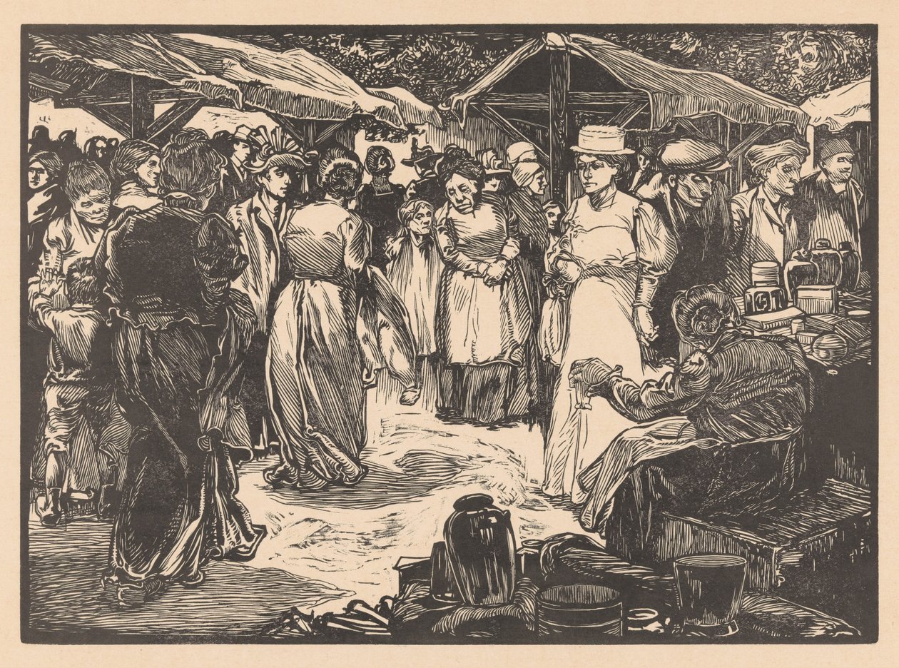 Scena targowa z mężczyznami i kobietami autorstwa Johannes Josephus Aarts