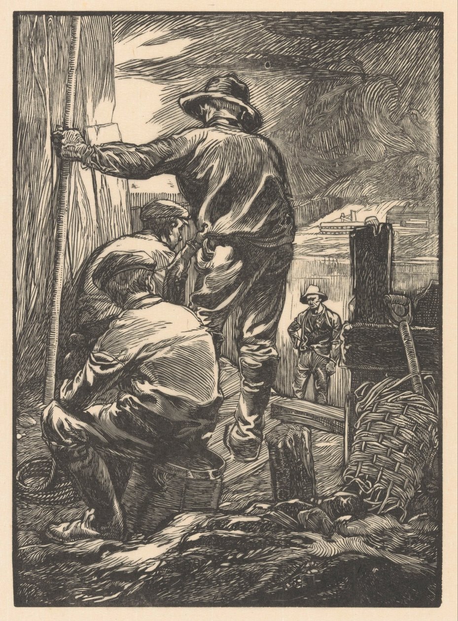 Czterech robotników nad wodą autorstwa Johannes Josephus Aarts