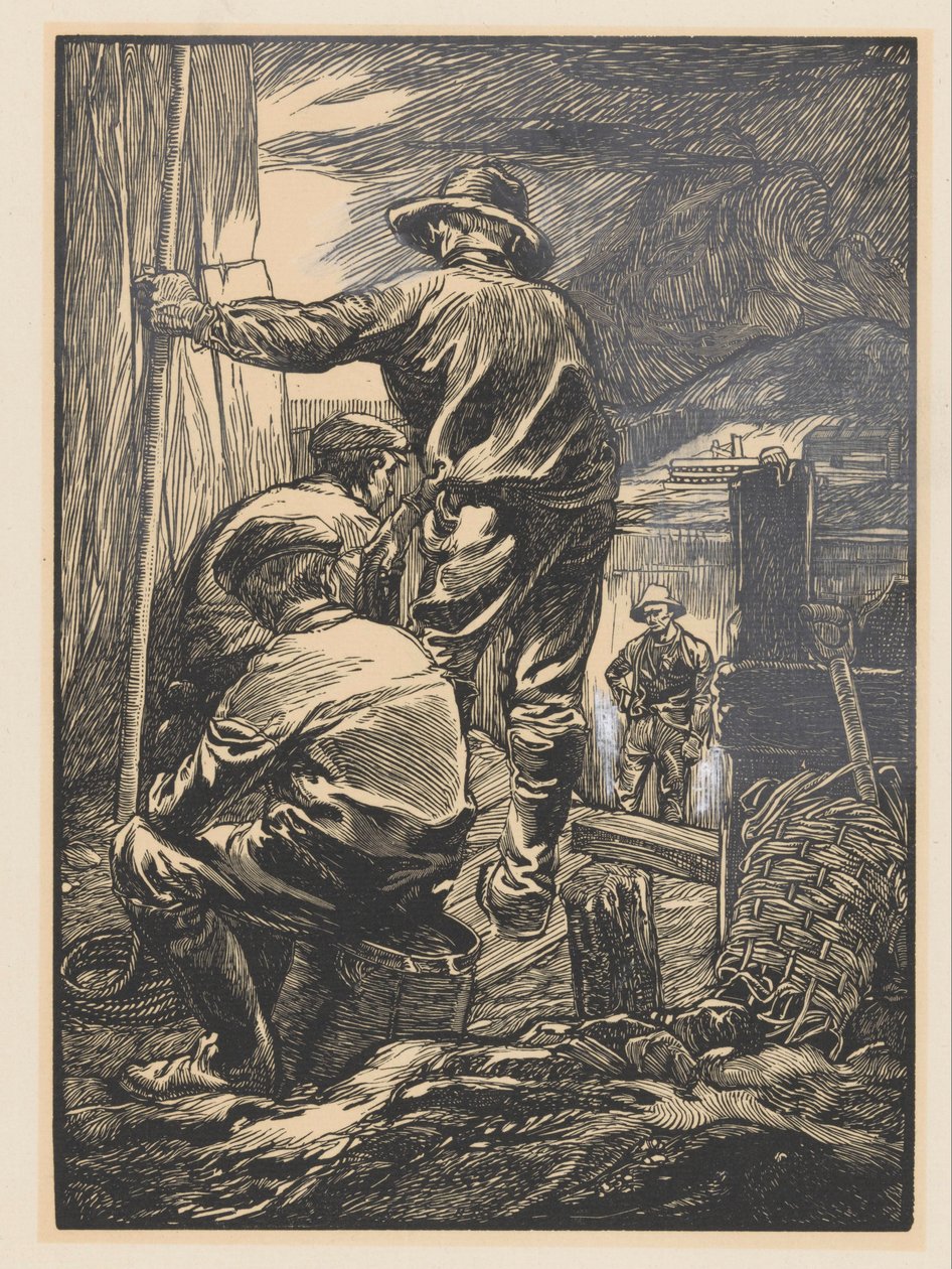 Czterech robotników nad wodą autorstwa Johannes Josephus Aarts
