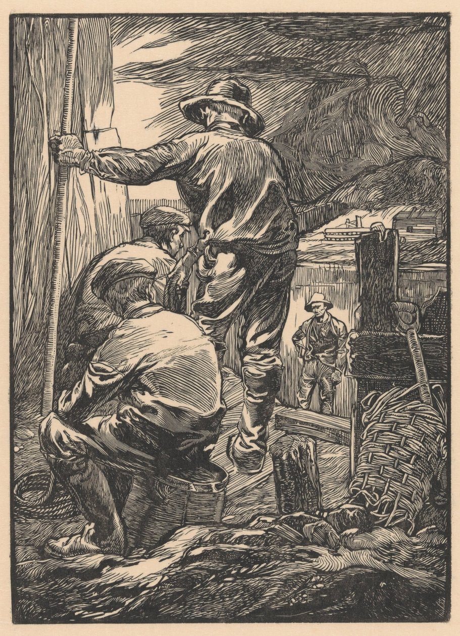 Czterech robotników nad wodą autorstwa Johannes Josephus Aarts