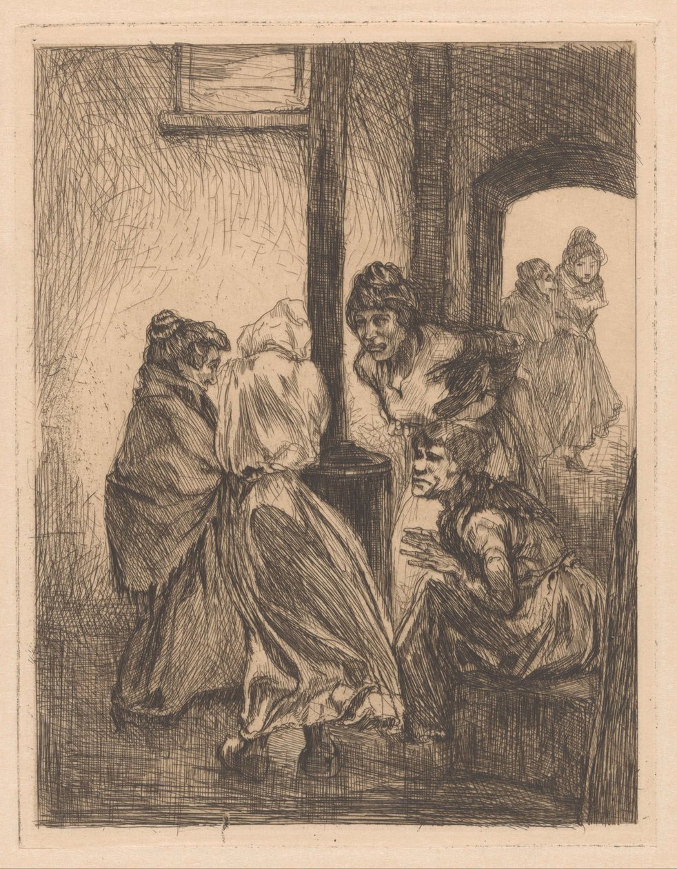 Cztery kobiety skulone wokół pieca autorstwa Johannes Josephus Aarts