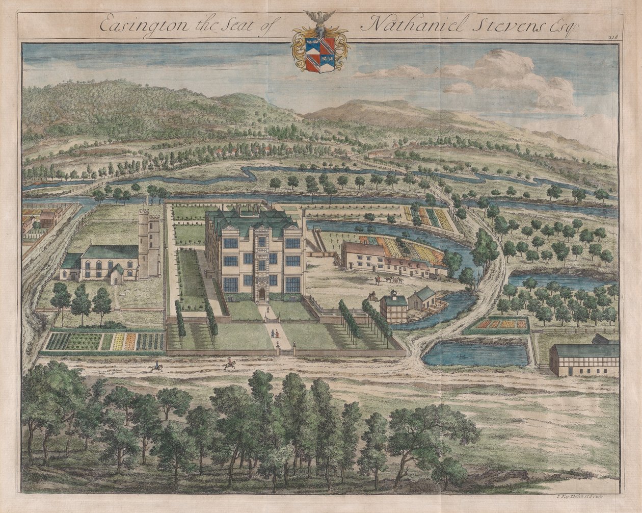 Easington, Siedziba Nathaniela Stevensa, [1712] wznowione 1768. autorstwa Johannes Kip