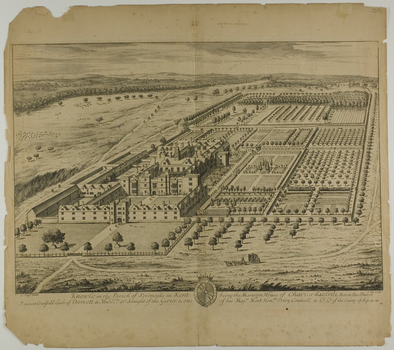 Knowle w parafii Sevenoaks w Kent, tablica 24 z Britannia Illustrata autorstwa Johannes Kip