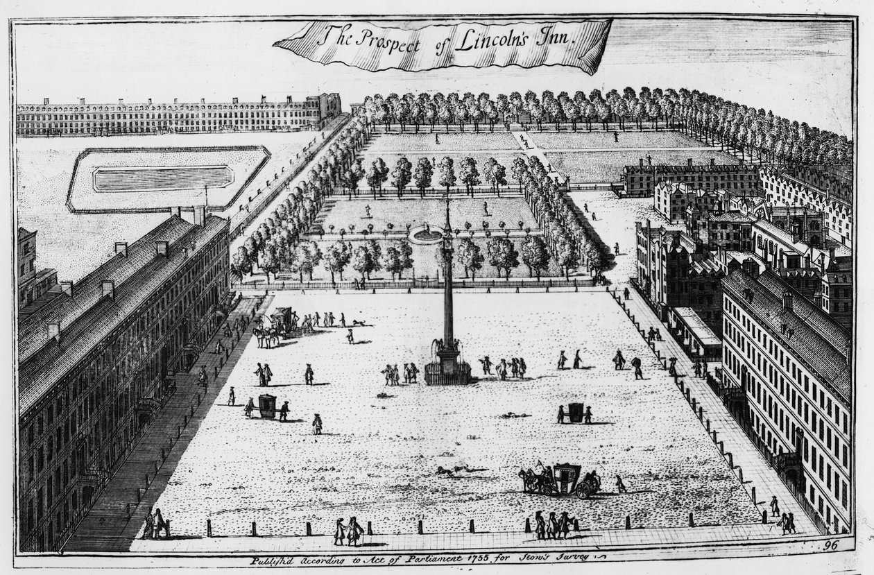 Perspektywa Lincolns Inn, 1720 autorstwa Johannes Kip