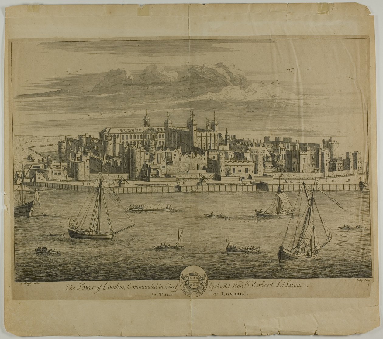 Tower of London, płyta piąta z Britannia Illustrata autorstwa Johannes Kip