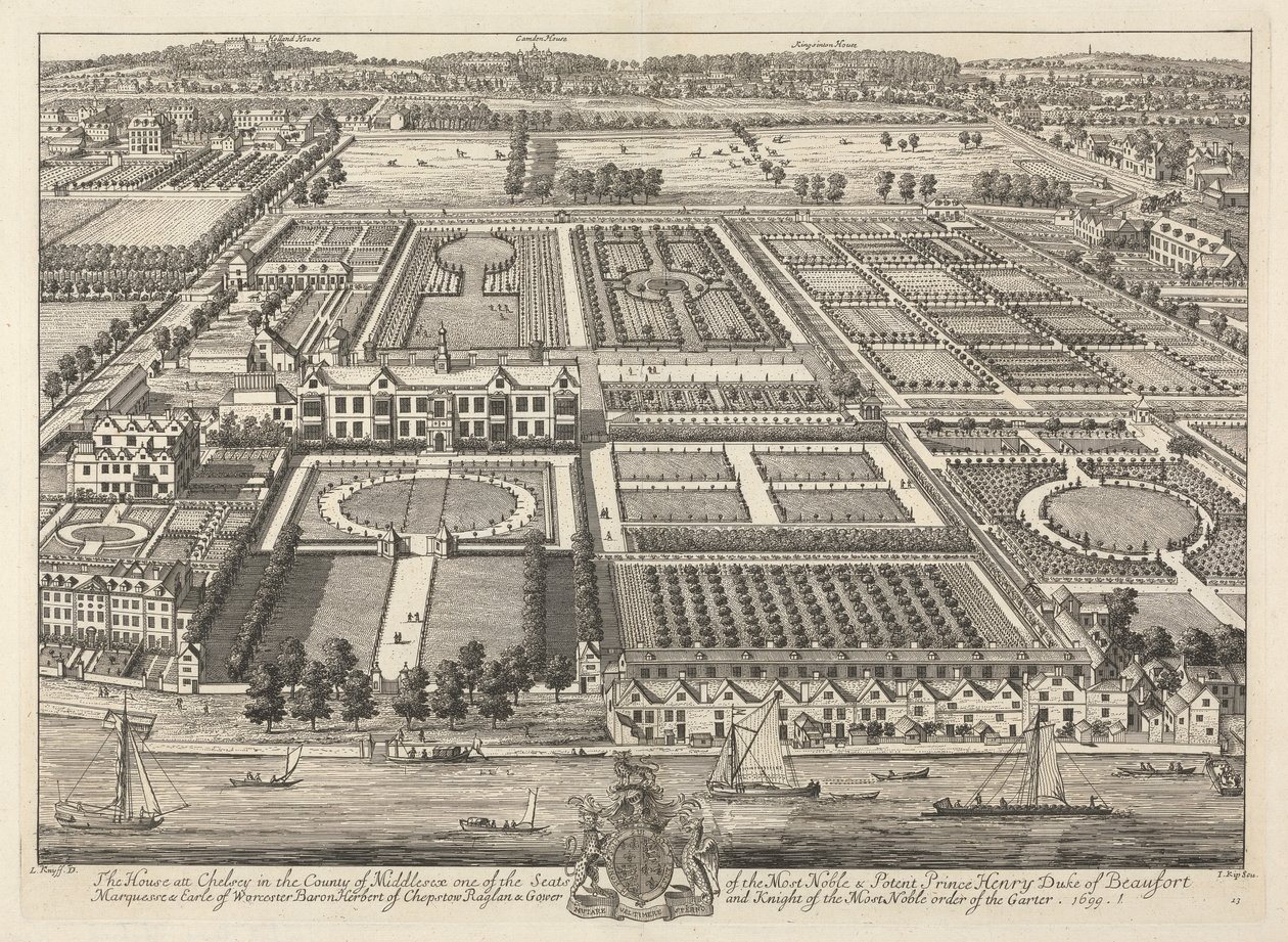 Widok Beaufort House i Chelsea 1699 autorstwa Johannes Kip
