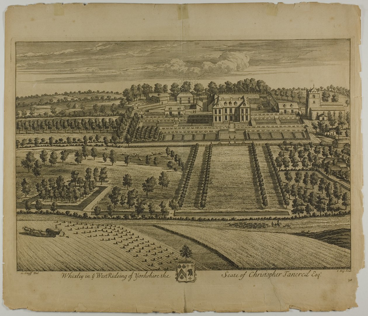 Whixley, płyta 78 z Britannia Illustrata autorstwa Johannes Kip