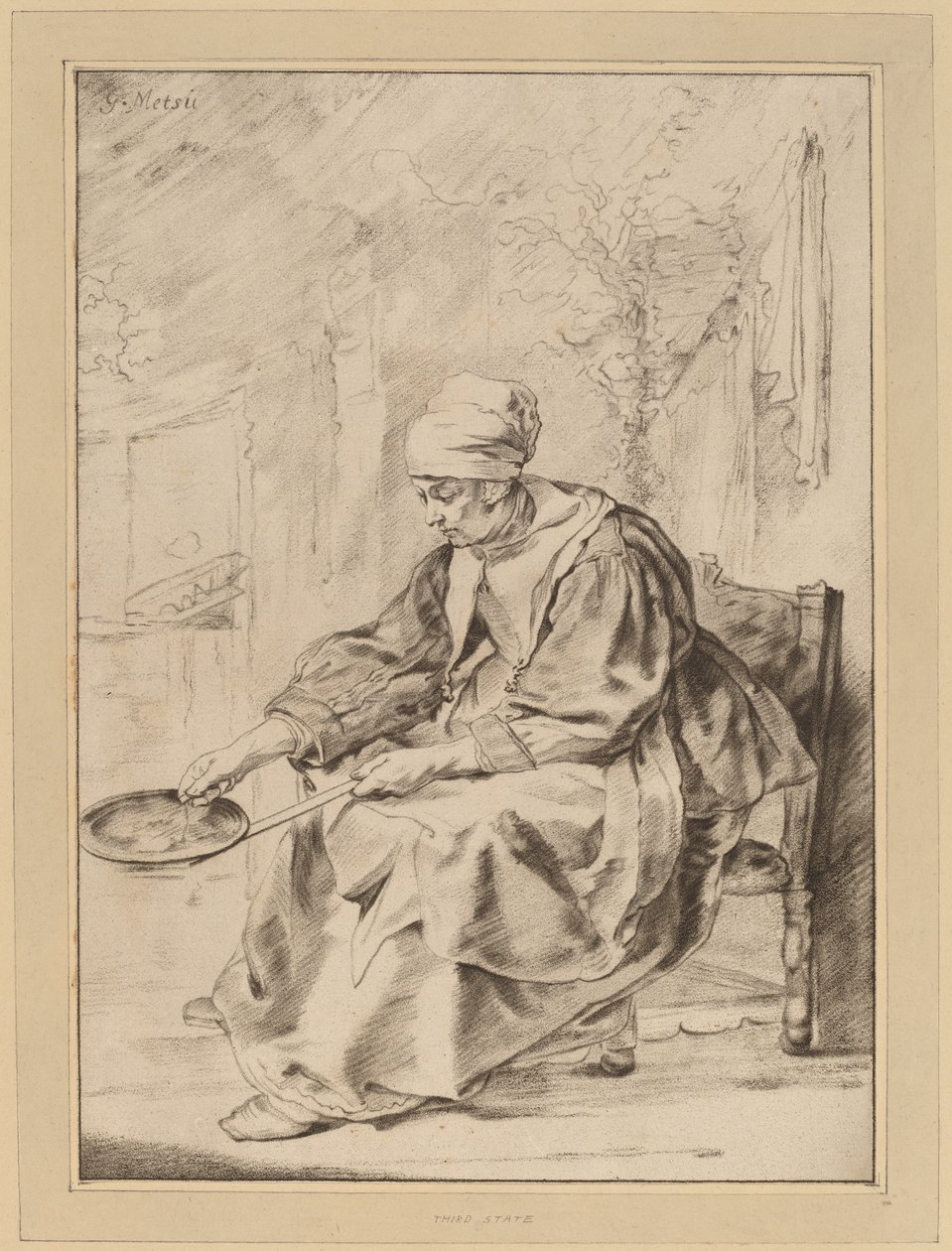 Kobieta naleśnikowa, 1768. autorstwa Johannes Kornlein