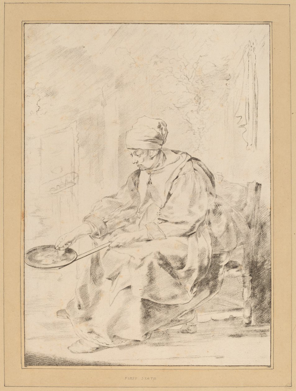 Kobieta naleśnikowa, 1768. autorstwa Johannes Kornlein