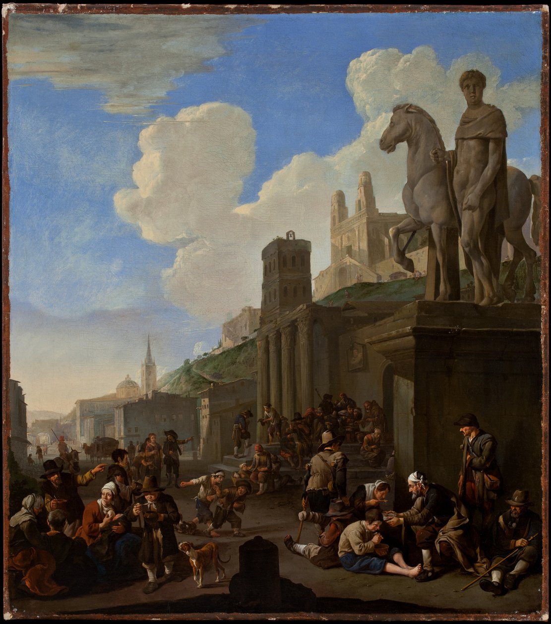 Scena uliczna z Capriccio rzymskich budynków autorstwa Johannes Lingelbach