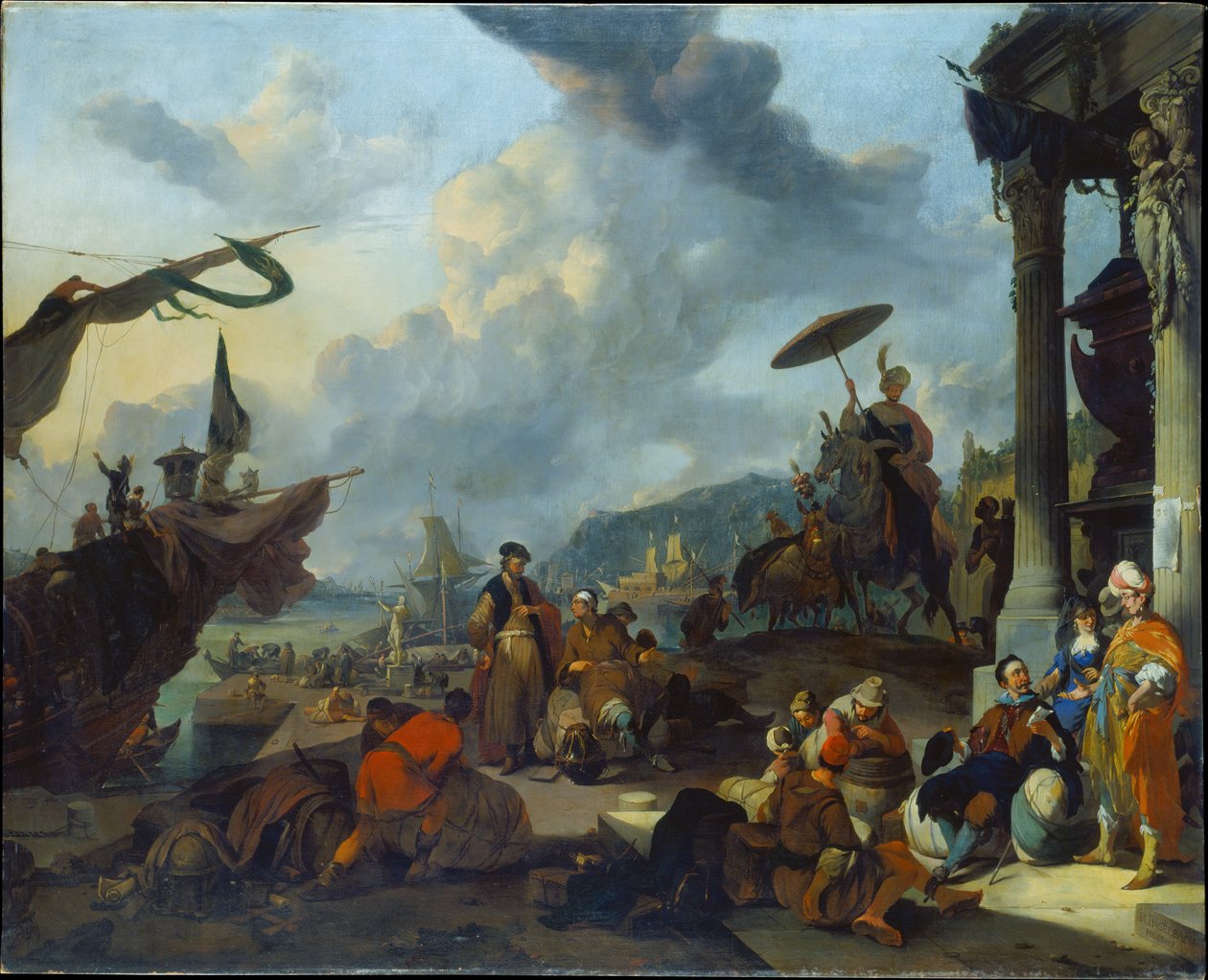 Śródziemnomorska scena portowa autorstwa Johannes Lingelbach