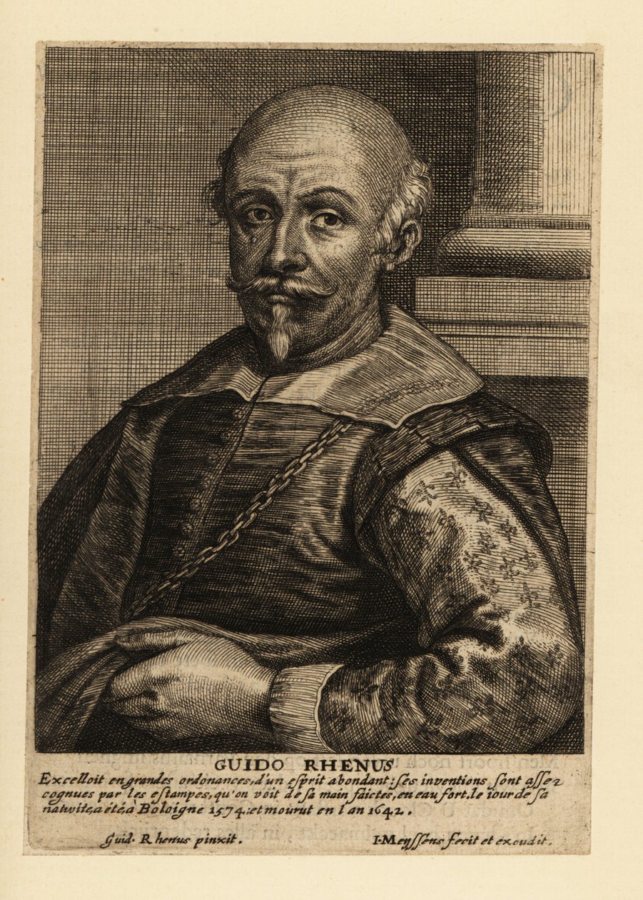 Portret Guido Reni, włoskiego malarza szkoły bolońskiej okresu baroku autorstwa Johannes Meyssens