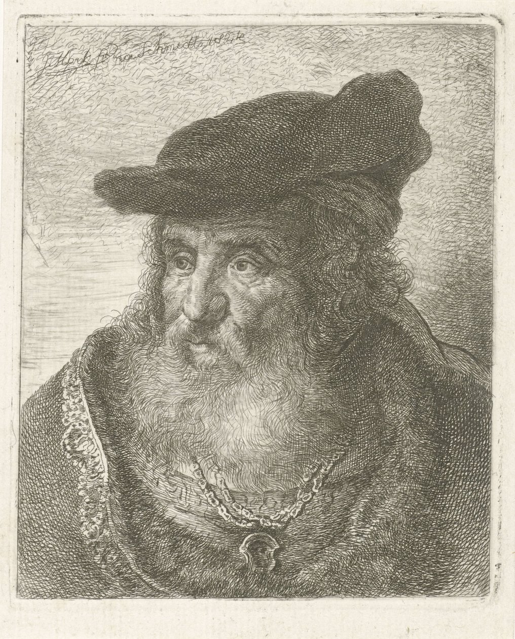 Portret starca z beretem autorstwa Johannes Mock