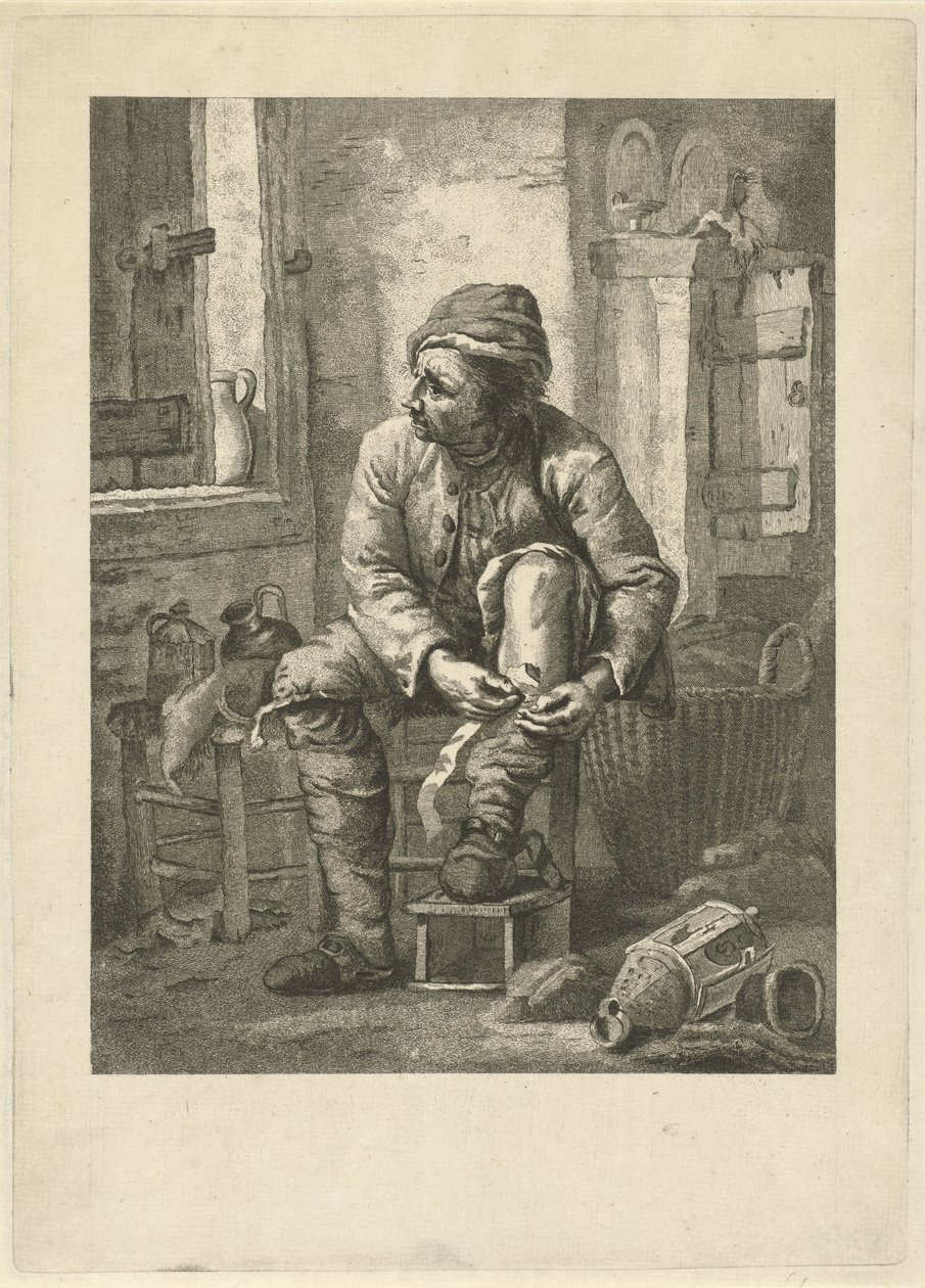 Mężczyzna bandażuje nogę autorstwa Johannes Schoenmakers