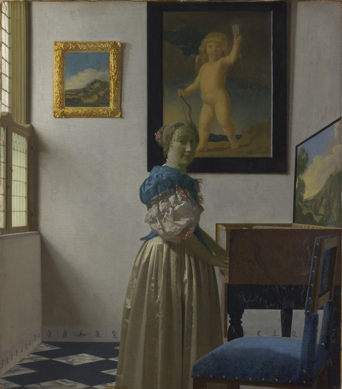 Młoda kobieta stojąca przy dziewicy autorstwa Johannes Vermeer