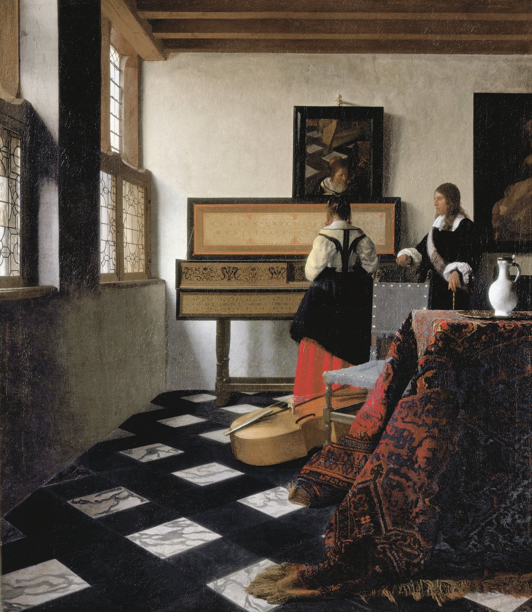 Dama w Virginal z dżentelmenem, "Lekcja muzyki autorstwa Johannes Vermeer