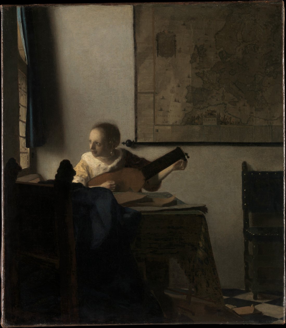 Junge Frau mit Laute autorstwa Johannes Vermeer