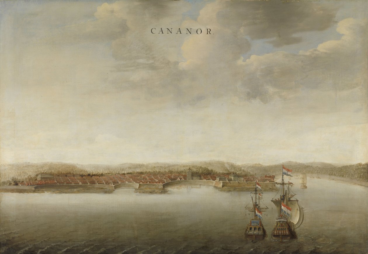 Widok na Cannanore na Wybrzeżu Malabarskim w Indiach Widok na Cananor na wybrzeżu Malabar w Indiach Cananor (tytuł na obiekcie) autorstwa Johannes Vinckboons (attributed to)