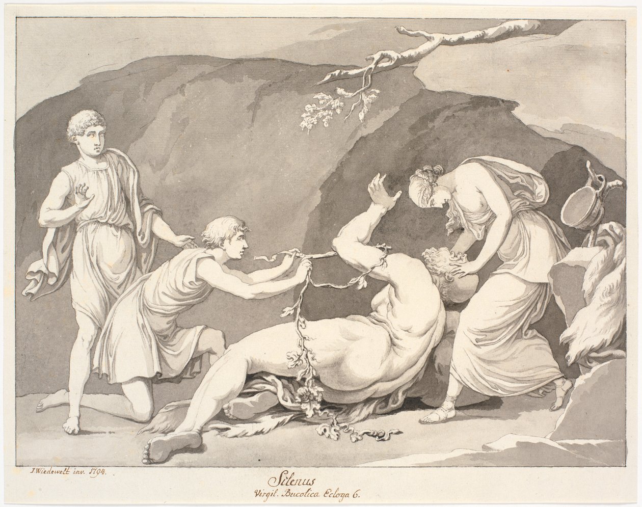 „Silenus/ Wergiliusz. Bukolia ekloga 6.” autorstwa Johannes Wiedewelt