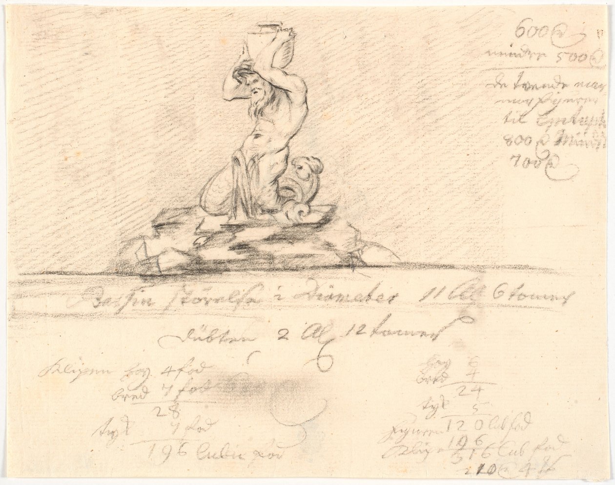 Szkic do fontanny z trytonem autorstwa Johannes Wiedewelt