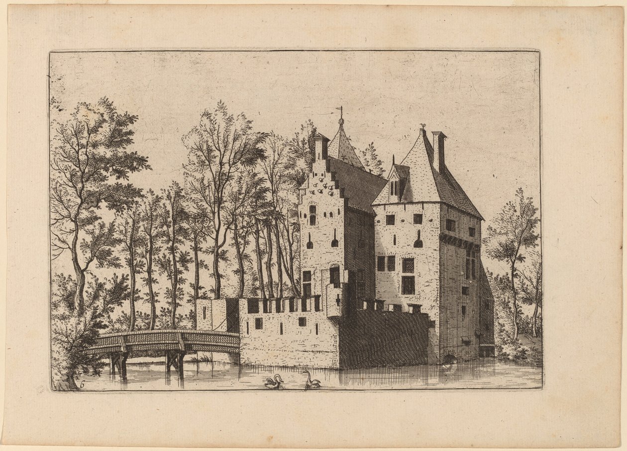 Zamek z windą-most autorstwa Johannes and Lucas van Doetechum after Master of the Small Landscapes