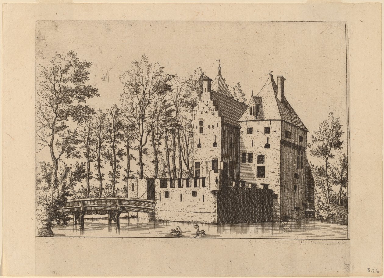 Zamek z windą-most autorstwa Johannes and Lucas van Doetechum after Master of the Small Landscapes