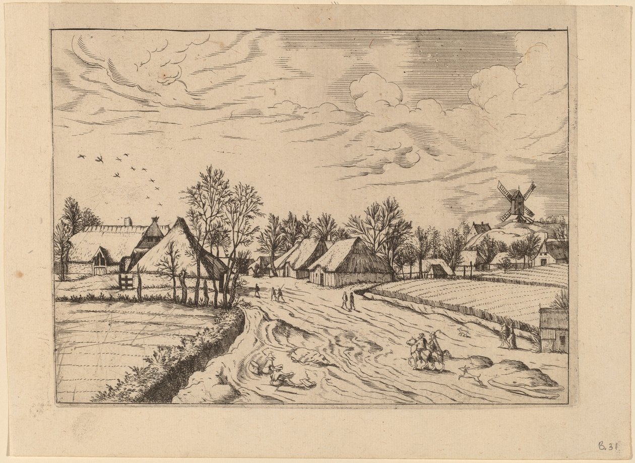 Wieś z Post Mill autorstwa Johannes and Lucas van Doetechum after Master of the Small Landscapes