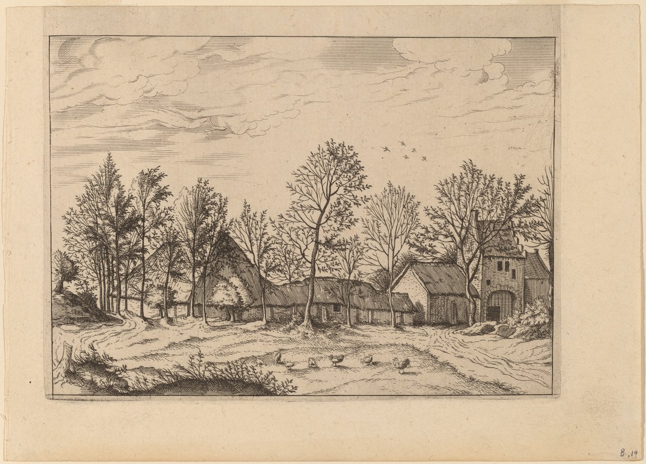 Farma z bramą autorstwa Johannes and Lucas van Doetechum after Master of the Small Landscapes