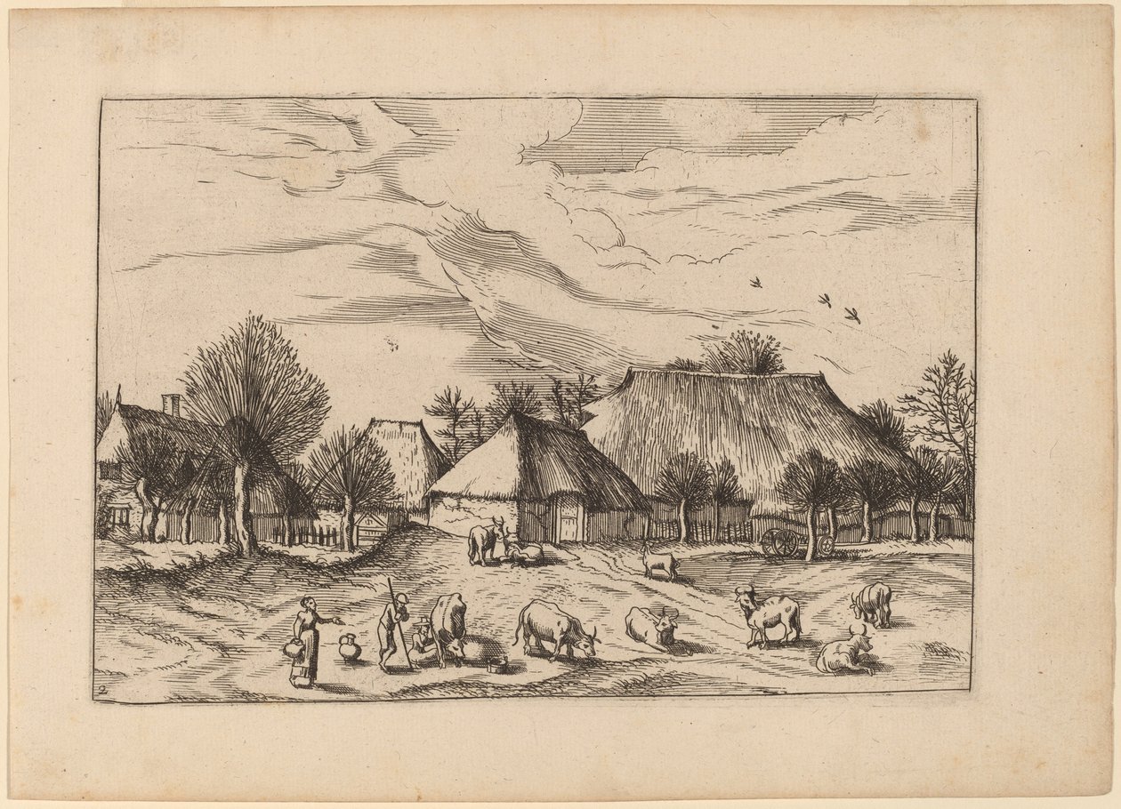 Farmy autorstwa Johannes and Lucas van Doetechum after Master of the Small Landscapes