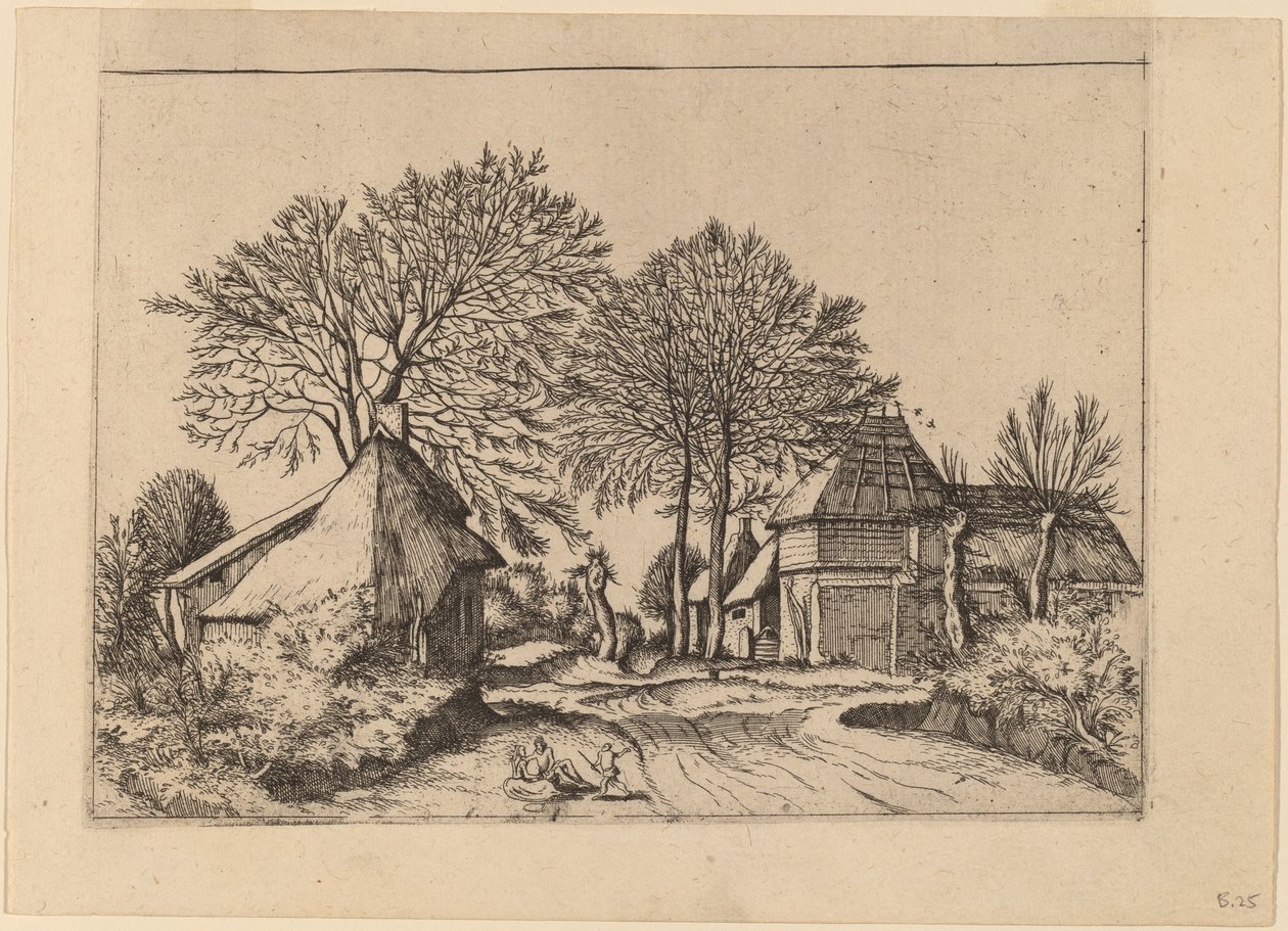 Droga ze stodołą i domkami autorstwa Johannes and Lucas van Doetechum after Master of the Small Landscapes